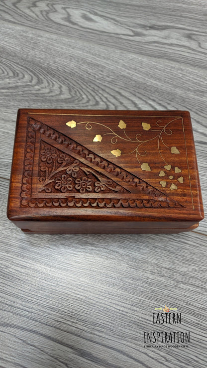 Floral Wooden small Jewellery Lock Box - Easterninspiration