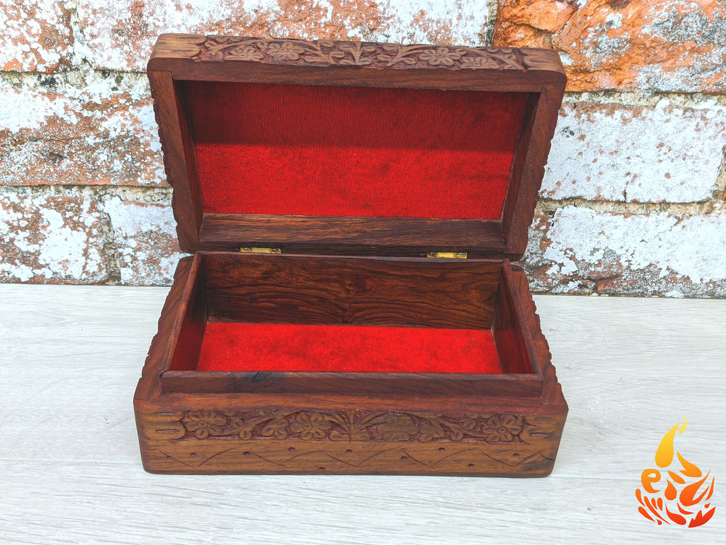 Carved Triquetra Floral Altar Box or small Jewellery box