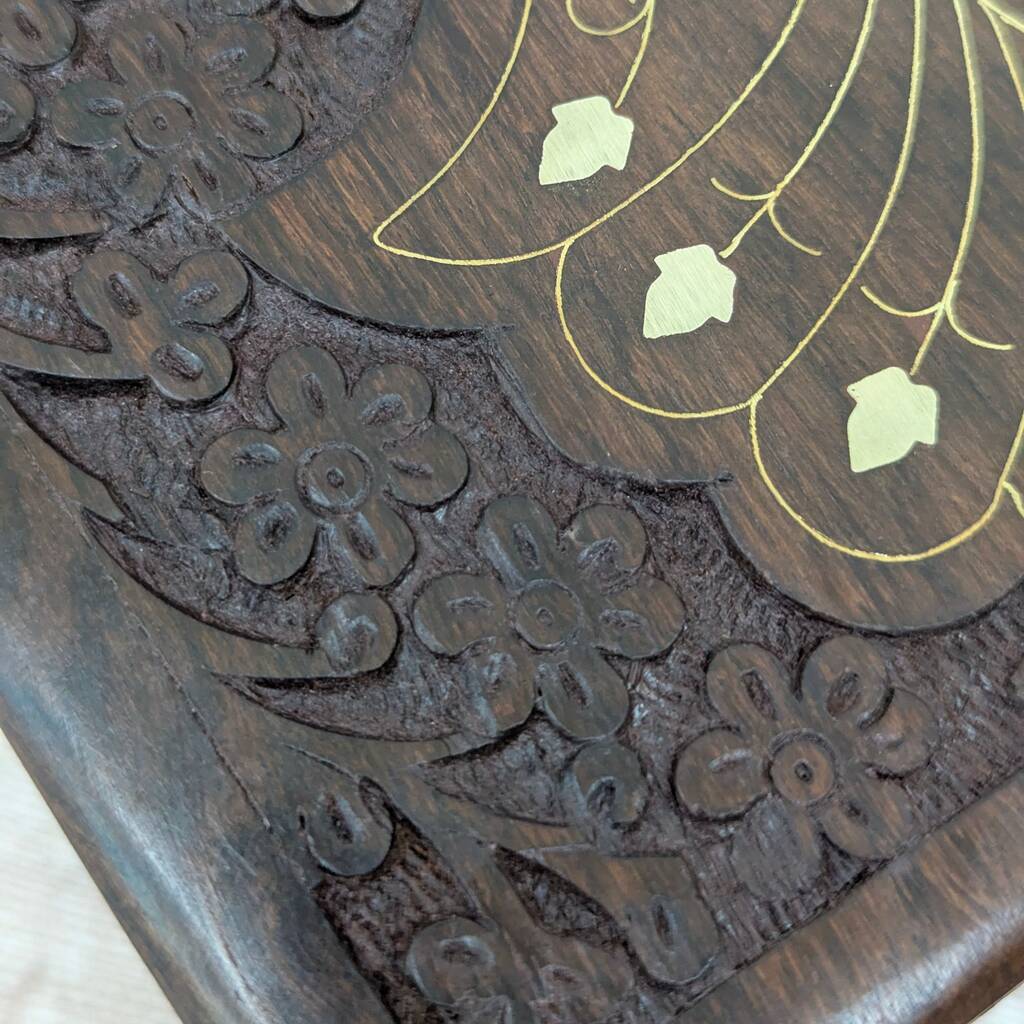 Beautifully needle carved floral Inlaid Jewellery Box