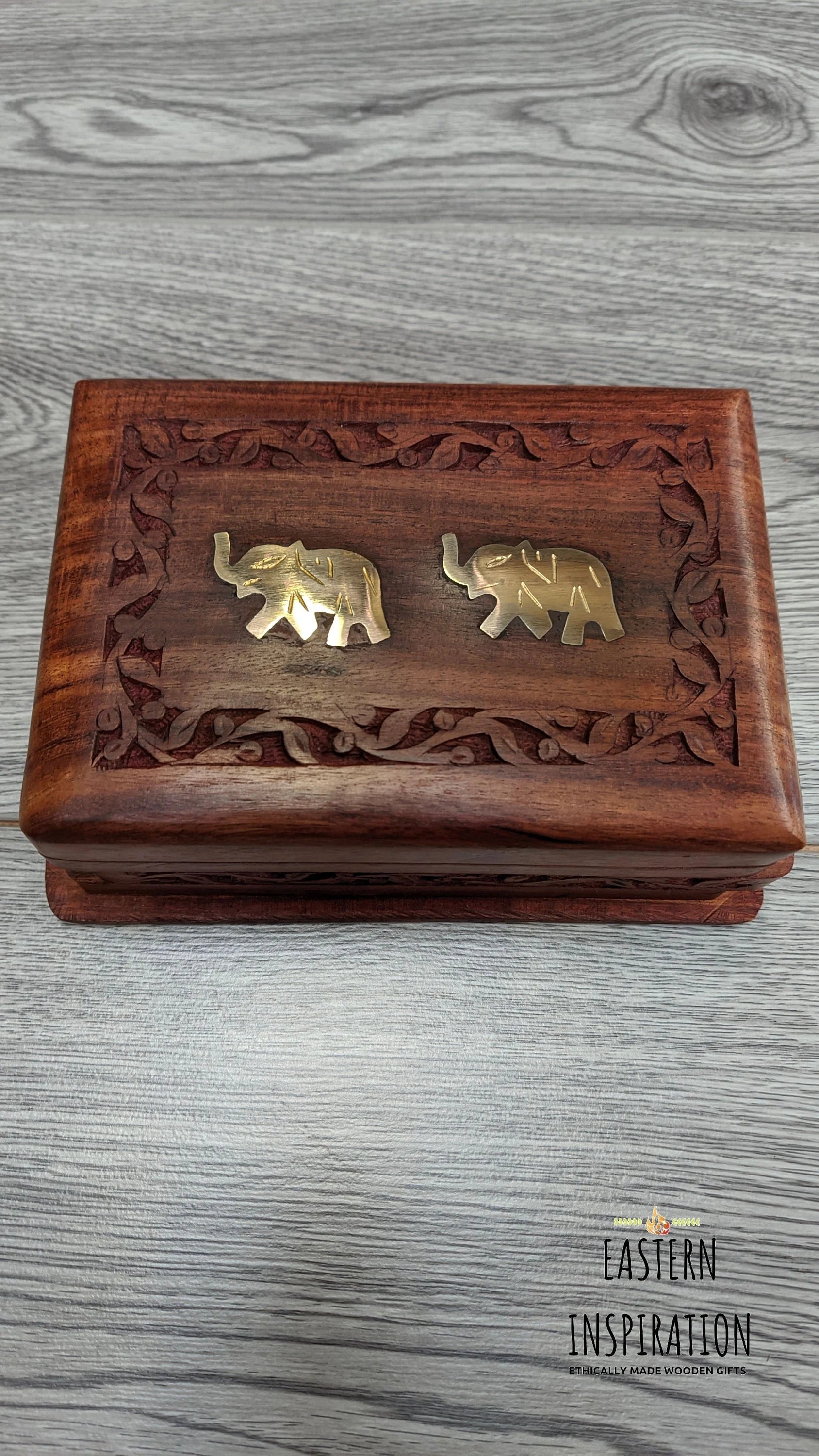 2 Elephant brass Hidden Lock Jewellery Box - Easterninspiration