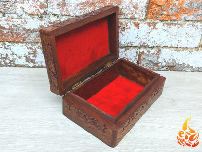 Carved Triquetra Floral Altar Box or small Jewellery box