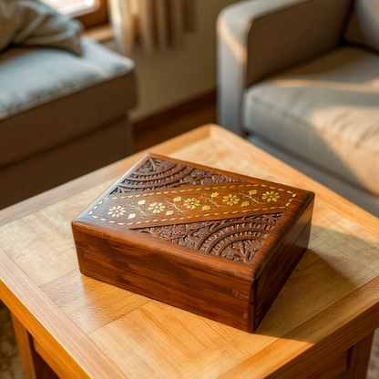 Brass Inlaid Diagonal Jewellery Box Great for Mum - Easterninspiration