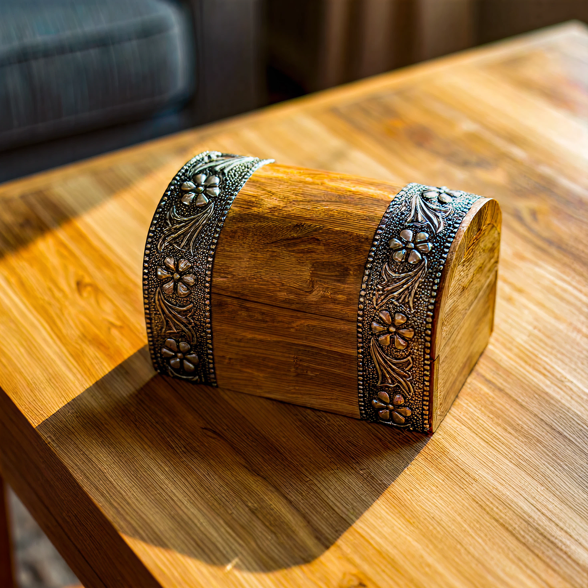 Floral embossed Wooden Dice chest Dice Box - Easterninspiration