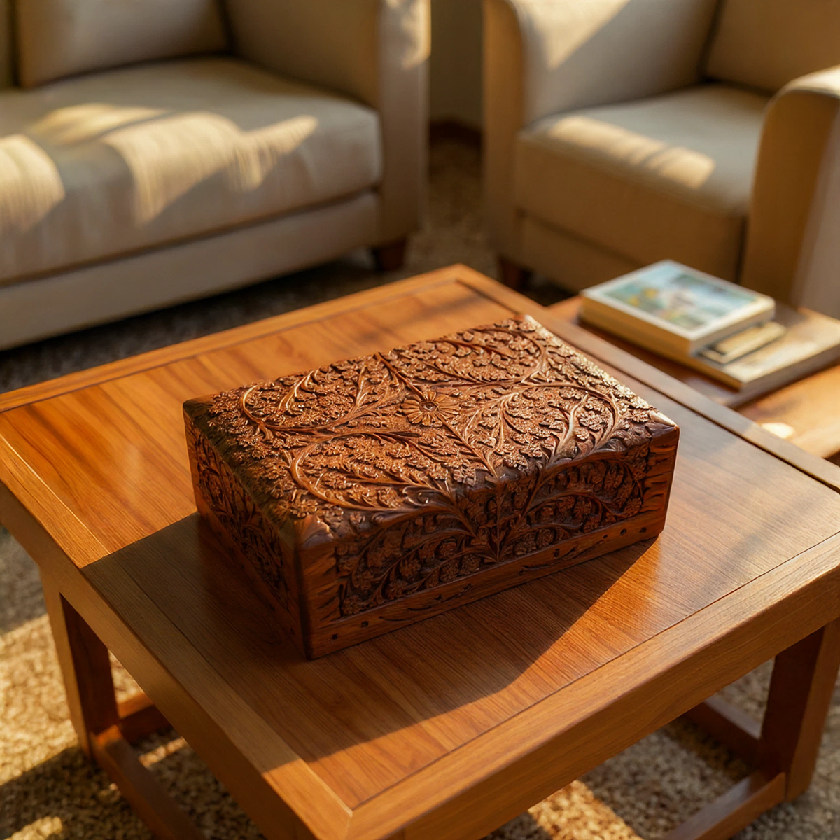 Floral fine intricately needle carved Box Great Jewellery Box - Easterninspiration