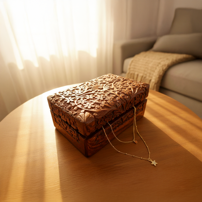 Intricate Fine Needle Carved  Jewellery Box - Easterninspiration