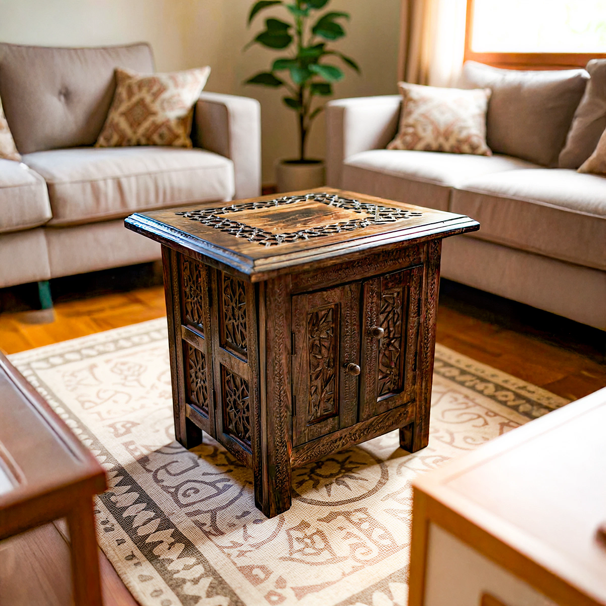 Moroccan Inspired Design Wooden Square Side table - Easterninspiration