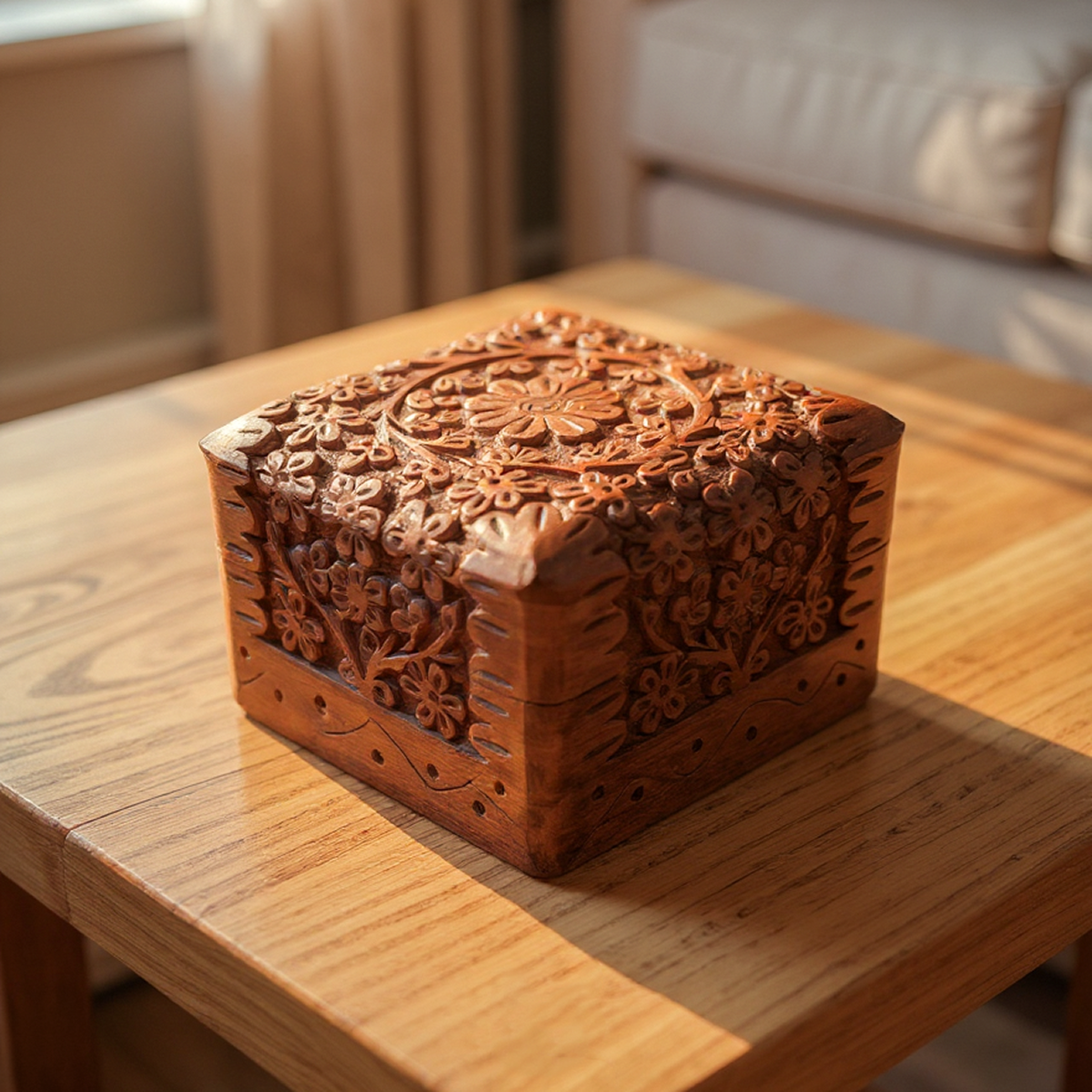 Ornate carved floral keepsake box,small trinket box for Mum Boho Decor Boho Gifts - Easterninspiration