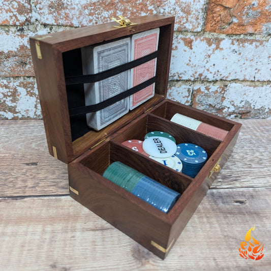 Rustic Mens Wooden Mini Poker Set