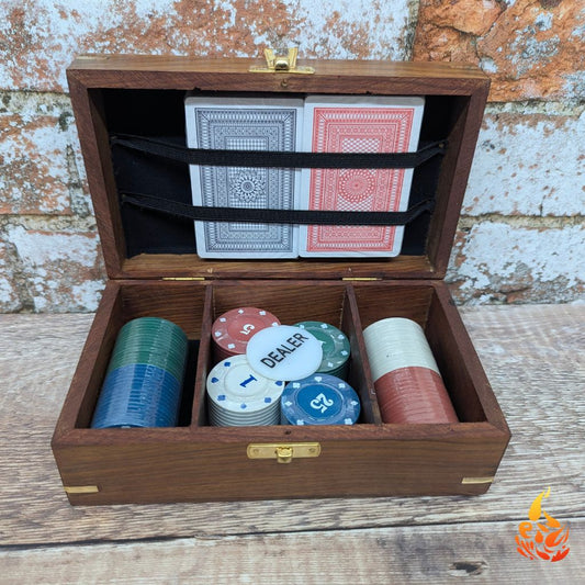 Rustic Mens Wooden Mini Poker Set