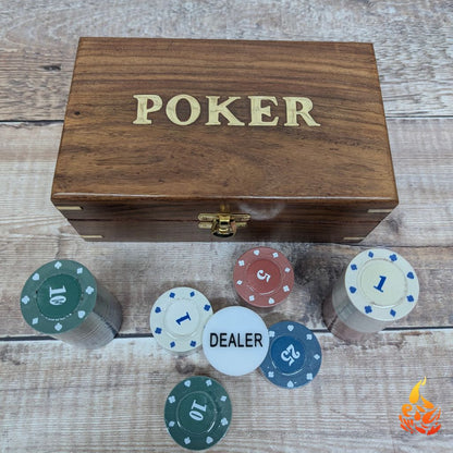 Rustic Mens Wooden Mini Poker Set