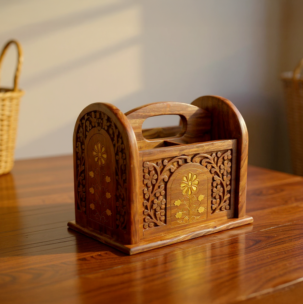 Remote Control stand With 3 Compartments Boho Decor Boho Gifts - Easterninspiration