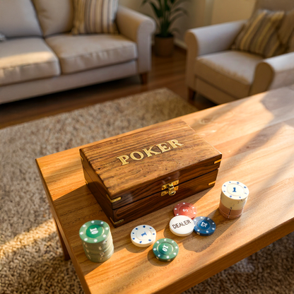 Rustic Mens Wooden Mini Poker Set - Easterninspiration