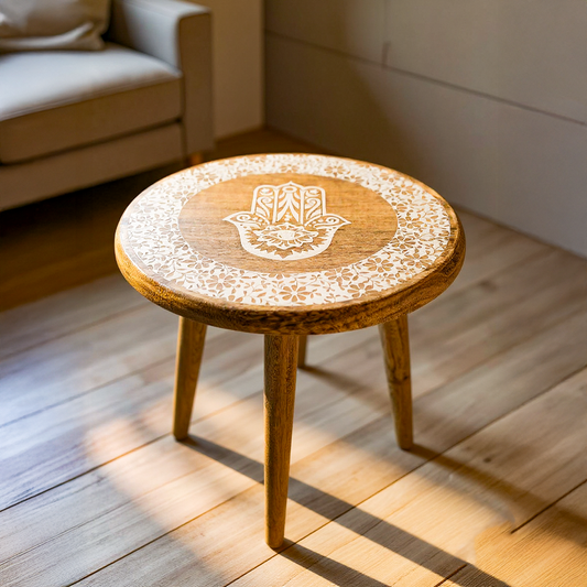 Rustic Three Legged Fatima Hand Side Table - Easterninspiration