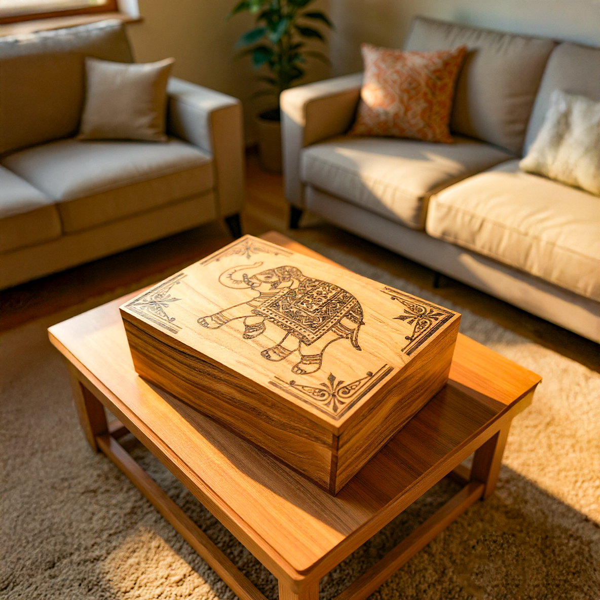 Rustic Wooden Elephant Box - Easterninspiration