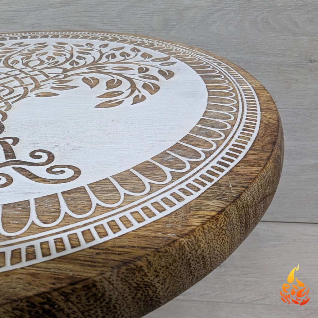 Rustic Three Legged Tree Of Life Side Table