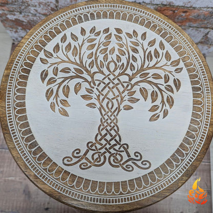 Rustic Three Legged Tree Of Life Side Table
