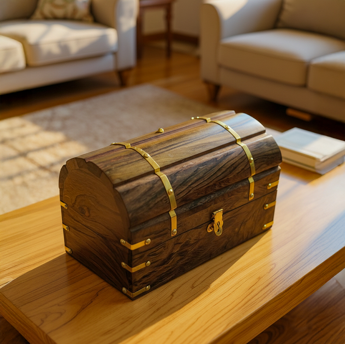 Wooden Chest Jewellery Box or Memento Keepsake Box - Easterninspiration