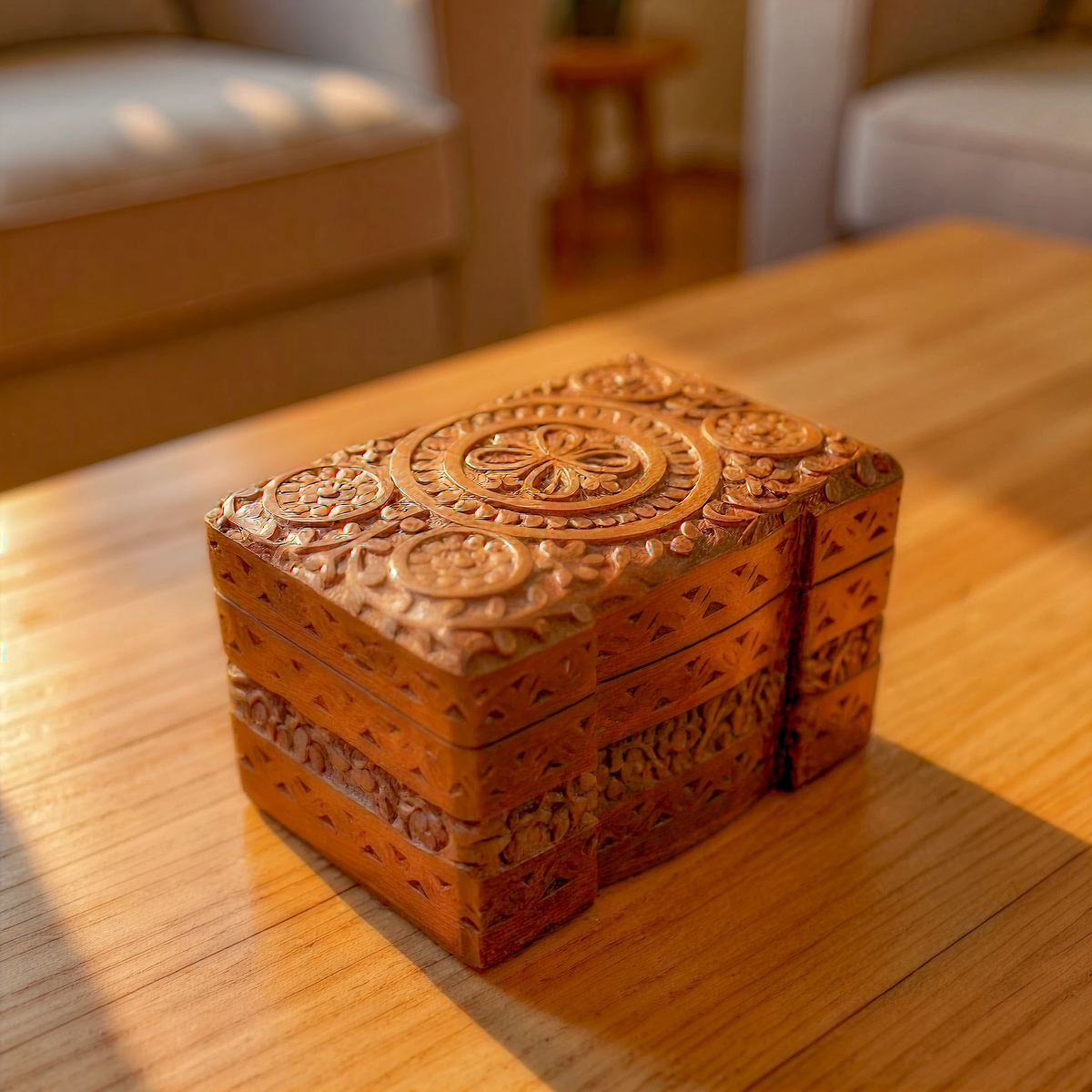 Wooden Jewellery Box With Secret Shelf - Easterninspiration