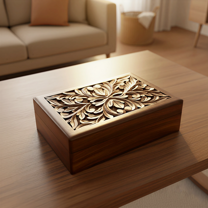 Wooden Thick carved Jewellery Box Reminiscent of a Tree Face - Easterninspiration