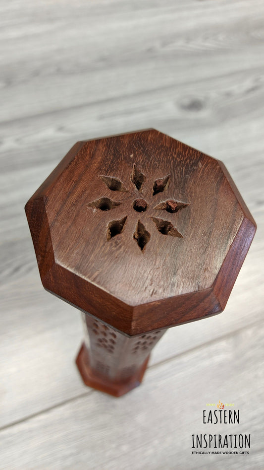 Octagonal incense holder tower/gift for/ mother-in-law/ mum/Wooden gifts/sister/incense stick holder/cone burner/boho chic design/Boho Decor - Easterninspiration