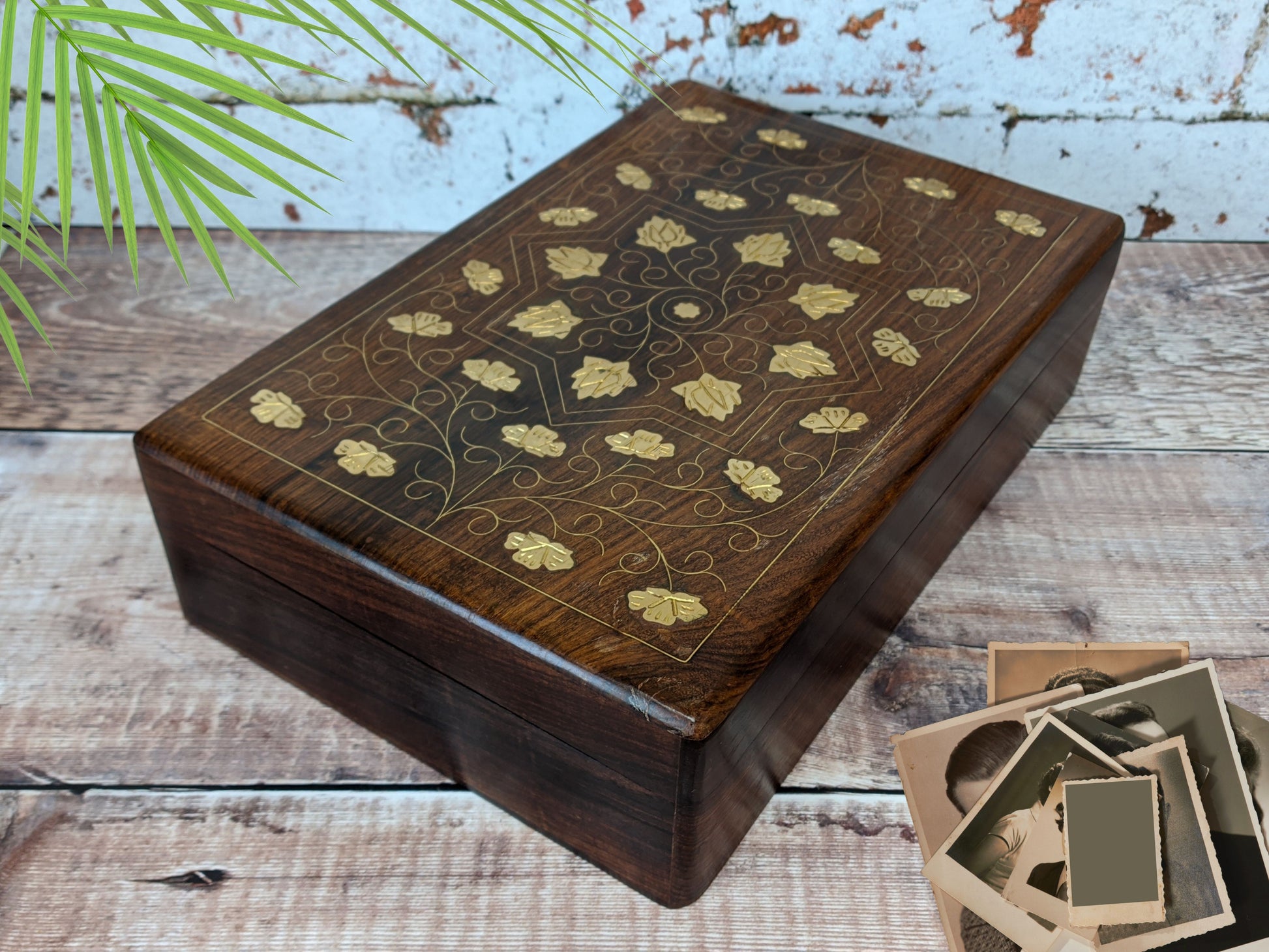 Brass Inlaid Rose box Boho Decor Boho Gifts - Easterninspiration