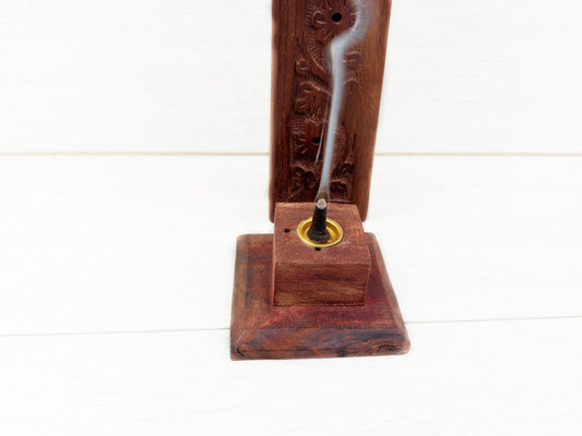 Square Carved Floral incense Tower with a floral intricate design sure to look great in your home. - Easterninspiration