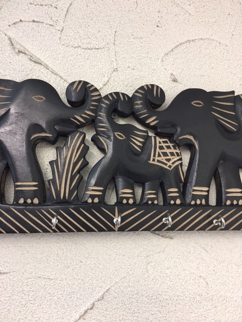 Black Elephants Key Hanger With Elephant Family - Easterninspiration