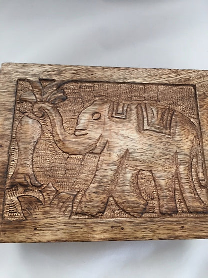 Mango Wooden Carved Elephant Box - Easterninspiration
