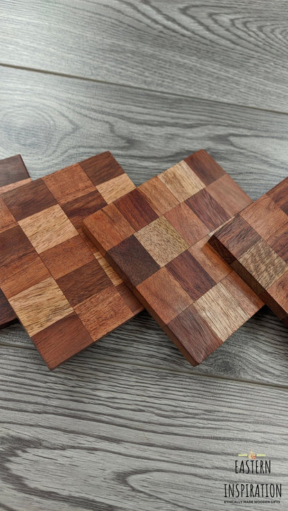 Stylish Coasters set of 4 With Mixwood - Easterninspiration