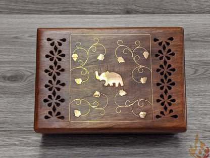 Wooden Box/elephant box/christmas eve box/Wooden box/ floral gift box/ large keepsake box/ mums jewellery box/ boho chic design - Easterninspiration