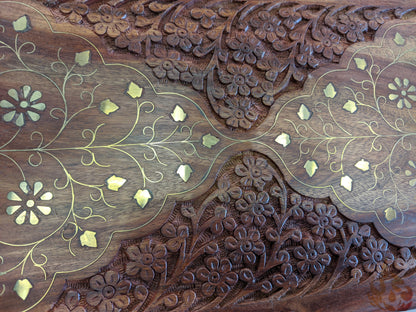 Wooden Box/jewellery box/wooden box/ floral gift box/ box/ large keepsake box/ mums jewellery box/ boho chic design/flower box/large inlaid - Easterninspiration