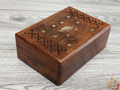 Wooden Box/elephant box/christmas eve box/Wooden box/ floral gift box/ large keepsake box/ mums jewellery box/ boho chic design - Easterninspiration