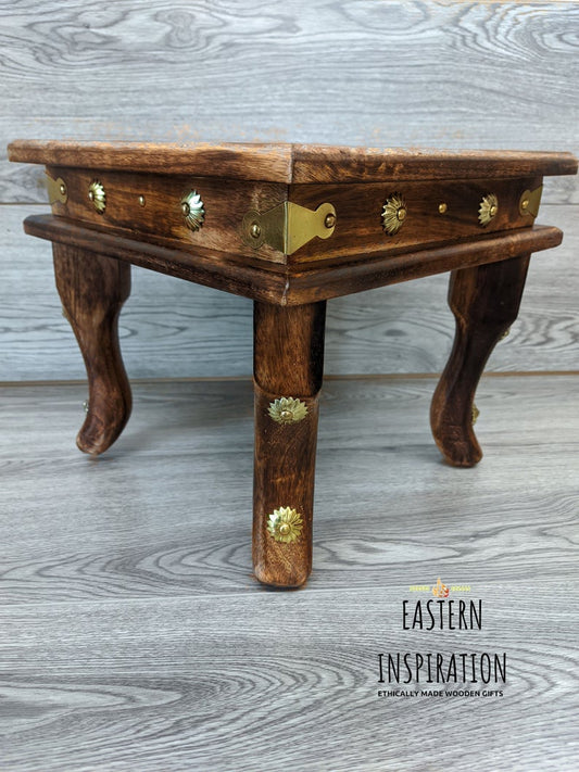 Rustic footstool Low footstool  in a Moroccan and Indian Maharaja Style - Easterninspiration