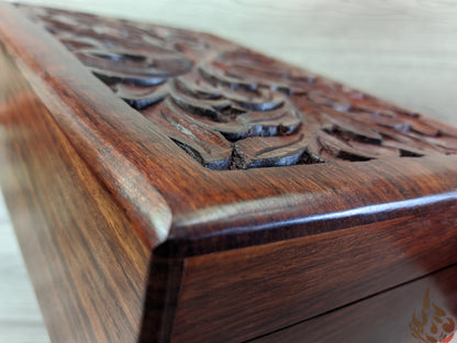 Wooden Box/jewellery box/wooden box/ floral gift box/ box/ large keepsake box/ mums jewellery box/ boho chic design/flower box/large inlaid - Easterninspiration
