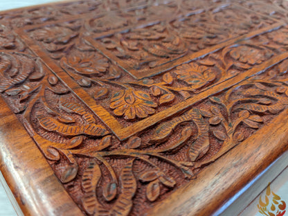 Wooden Box/jewellery box/wooden box/ floral gift box/ box/ large keepsake box/ mums jewellery box/ boho chic design/flower box/large inlaid - Easterninspiration