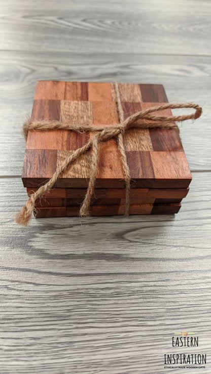 Stylish Coasters set of 4 With Mixwood - Easterninspiration