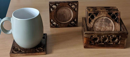 Mango Wood Carved Coasters - Easterninspiration