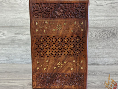 Wooden Box/jewellery box/wooden box/ floral gift box/ box/ large keepsake box/ mums jewellery box/ boho chic design/flower box/large inlaid - Easterninspiration