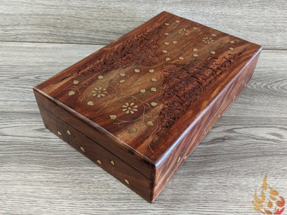 Wooden Box/jewellery box/wooden box/ floral gift box/ box/ large keepsake box/ mums jewellery box/ boho chic design/flower box/large inlaid - Easterninspiration