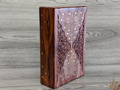 Wooden Box/jewellery box/wooden box/ floral gift box/ box/ large keepsake box/ mums jewellery box/ boho chic design/flower box/large inlaid - Easterninspiration