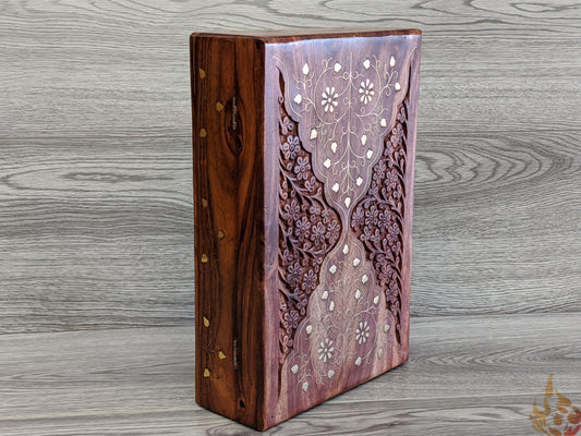 Wooden Box/jewellery box/wooden box/ floral gift box/ box/ large keepsake box/ mums jewellery box/ boho chic design/flower box/large inlaid - Easterninspiration