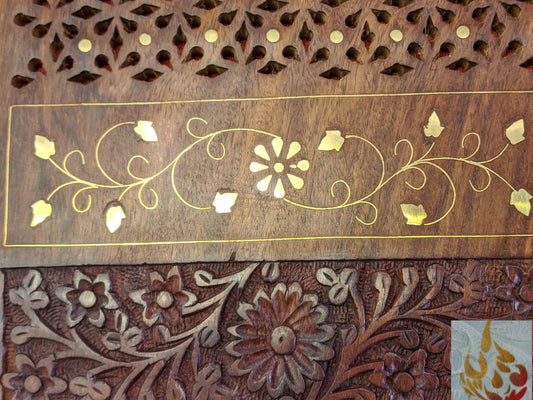 Wooden Box/jewellery box/wooden box/ floral gift box/ box/ large keepsake box/ mums jewellery box/ boho chic design/flower box/large inlaid - Easterninspiration