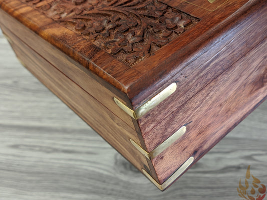 Wooden Box/jewellery box/wooden box/ floral gift box/ box/ large keepsake box/ mums jewellery box/ boho chic design/flower box/large inlaid - Easterninspiration
