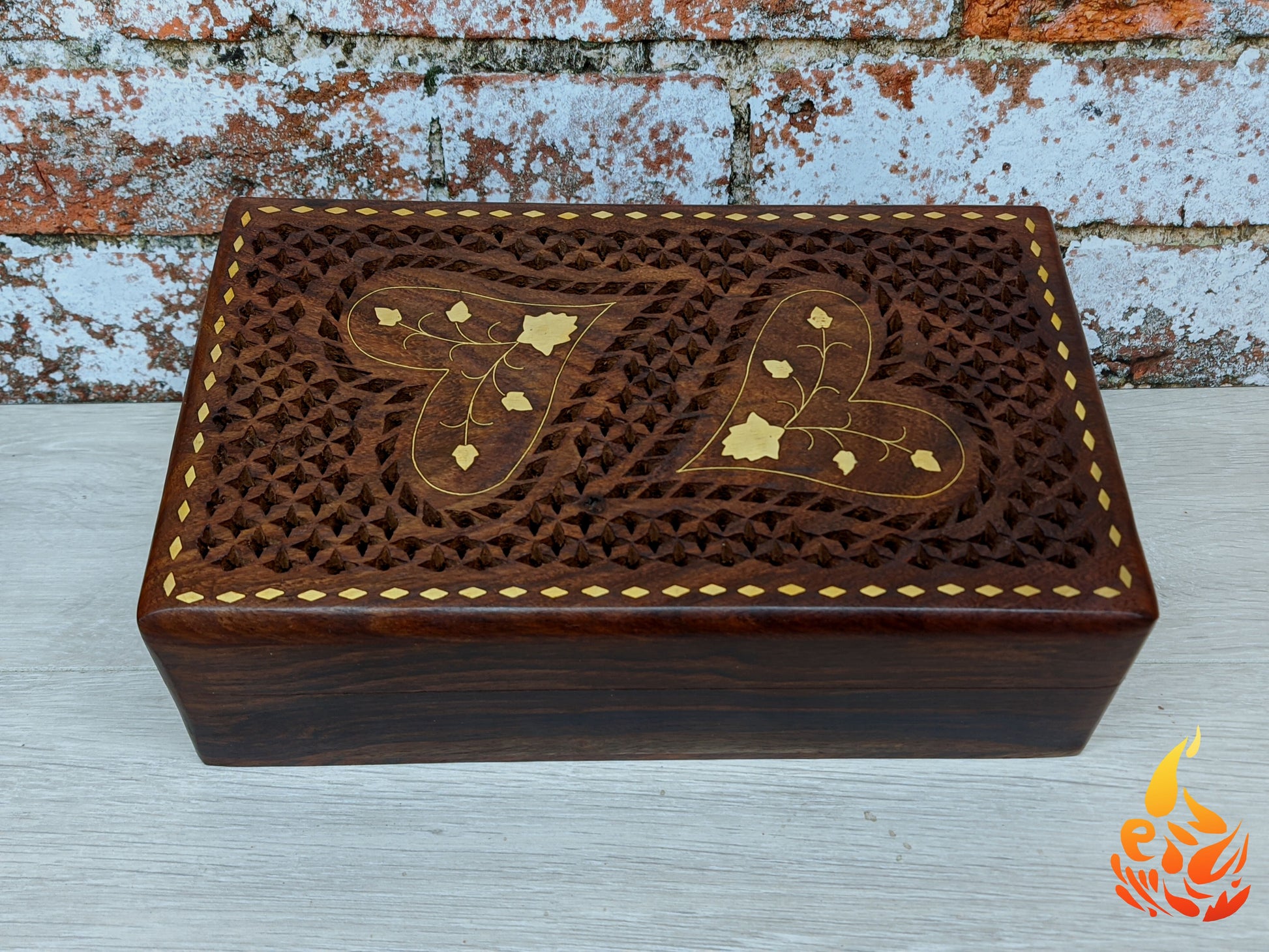 Two Heart Jali Carved Wooden Box - Easterninspiration