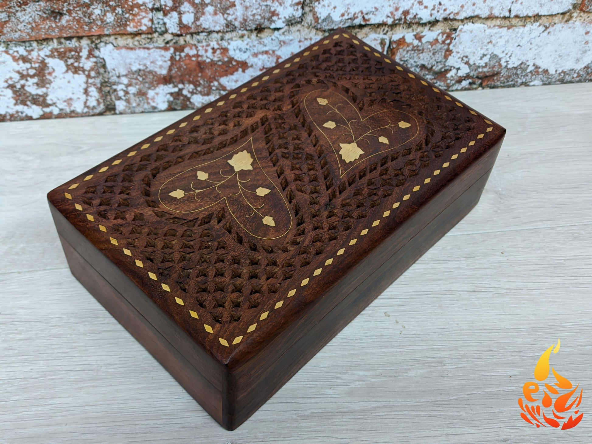 Two Heart Jali Carved Wooden Box - Easterninspiration