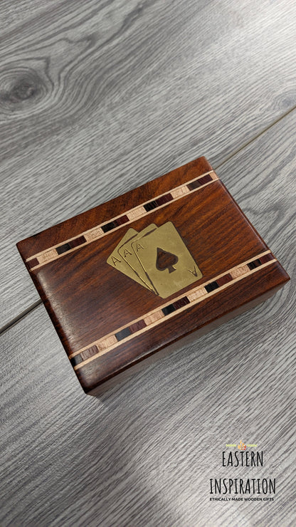 Wooden playing cards box,Dads Gift Playing card box,Great Ideas for dad,Granddad's pocket playing cards holder,card games,with playing cards - Easterninspiration