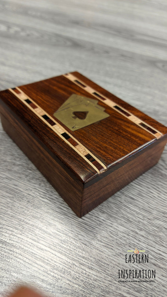 Wooden playing cards box,Dads Gift Playing card box,Great Ideas for dad,Granddad's pocket playing cards holder,card games,with playing cards - Easterninspiration