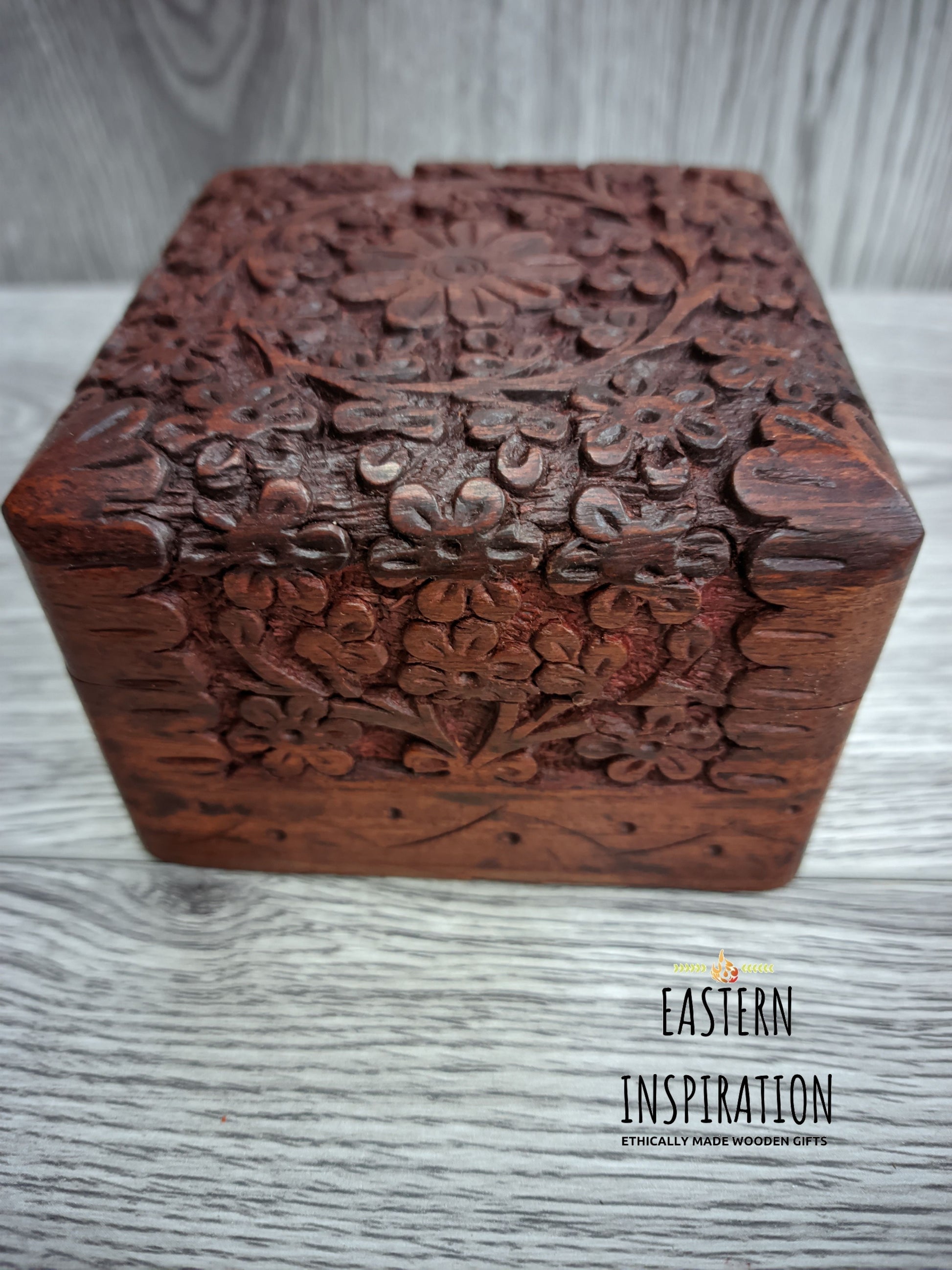 Ornate carved floral keepsake box,small trinket box for Mum - Easterninspiration