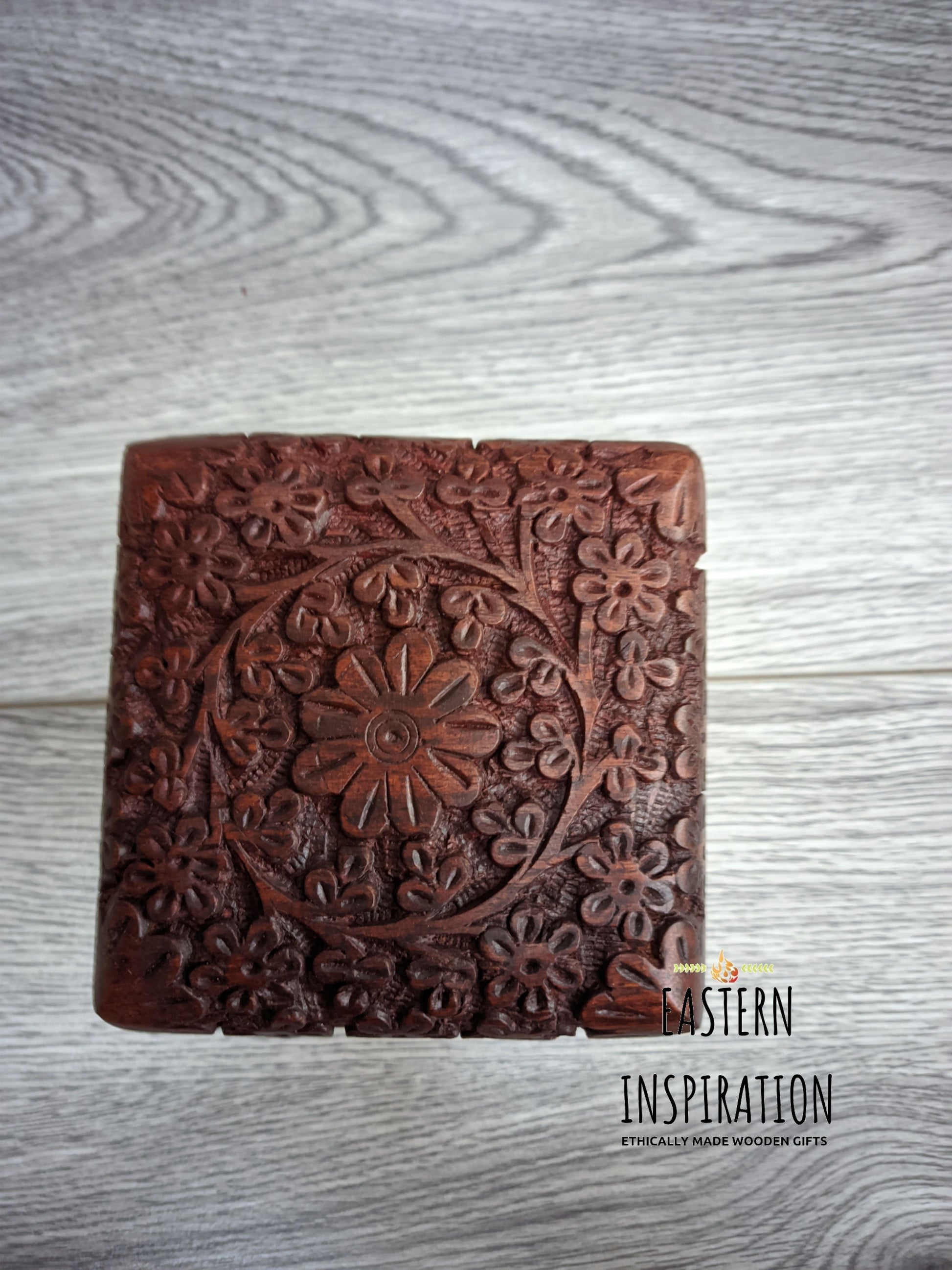 Ornate carved floral keepsake box,small trinket box for Mum - Easterninspiration