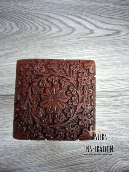 Ornate carved floral keepsake box,small trinket box for Mum - Easterninspiration